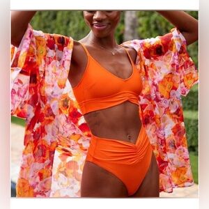 Aerie OS Floral Tropical Flowy Layering Spring Summer Kimono/Swim Cover Up